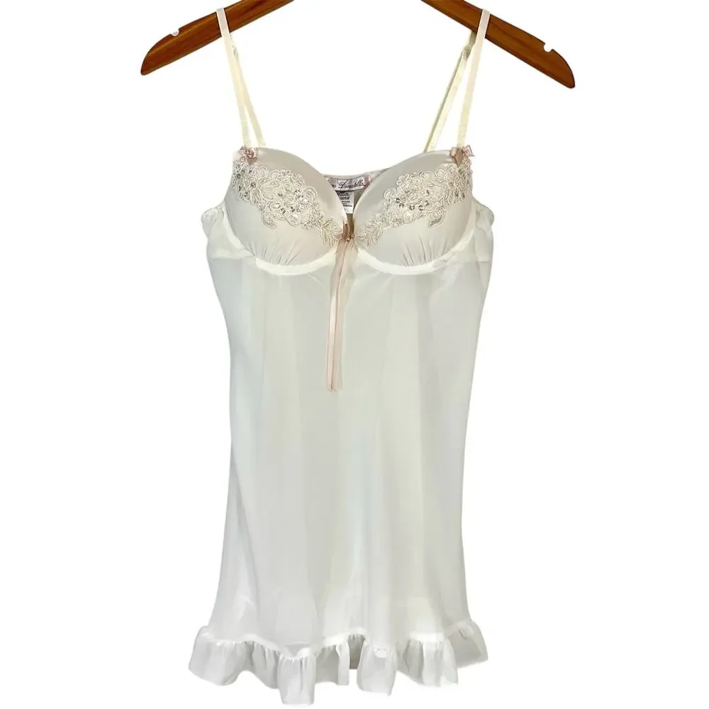NWT Linea Donatella Ivory Bridal Slip Babydoll Chemise Size Small